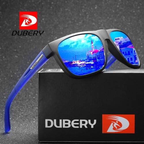 DUBERY Fashion Polarized Sunglasses Men Square Mirror Sport Driving Shades Trendy Outdoor Fishing Glasses With Free Box
