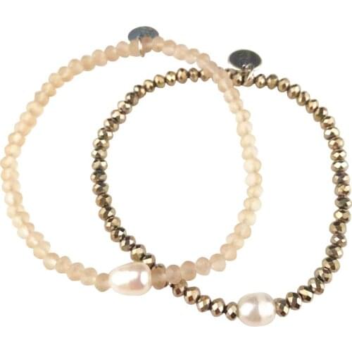 Fashion Crystal Bracelet Stretch Pearl Womens Friendship Bangle Baroque Jewelry Scrub Cut Glass Beads Christmas Gift 2020 New