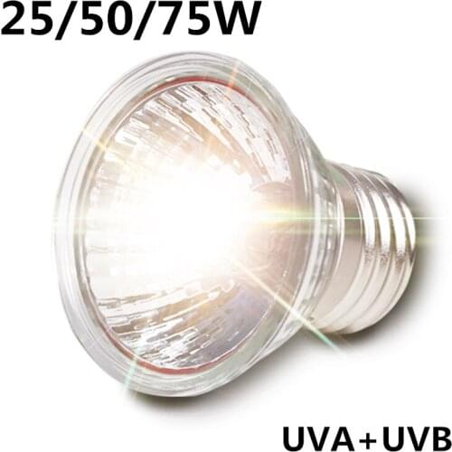 25/50/75W UVB+UVA 3.0 Reptile Heating Lamp Bulb Aquarium Basking Light Bulb Heat For Turtle Lizard Snake Temperature Controller