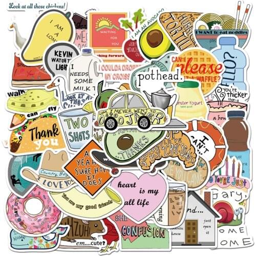 50PCS/set Vine English Sticker For Decal On Guitar Suitcase Laptop PC Phone Fridge Motorcycle Car Cool Stickers