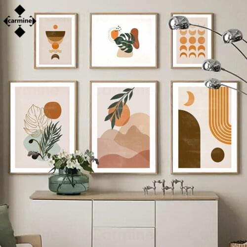 Boho Style Wall Art Painting Vintage Abstract Posters and Prints Mid Century Canvas Wall Art Nordic Print Picture for Home Decor