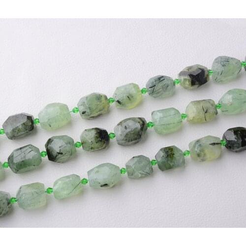 15x20mm Natural Faceted Oval Cube Green Prehnites beads 15"