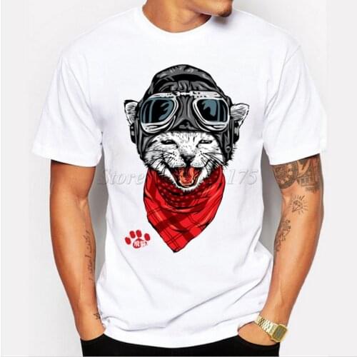 2019 New Arrival The Happy Cat Design Mens Fashion T shirt Cool Tops Short Sleeve Hipster Tees T219