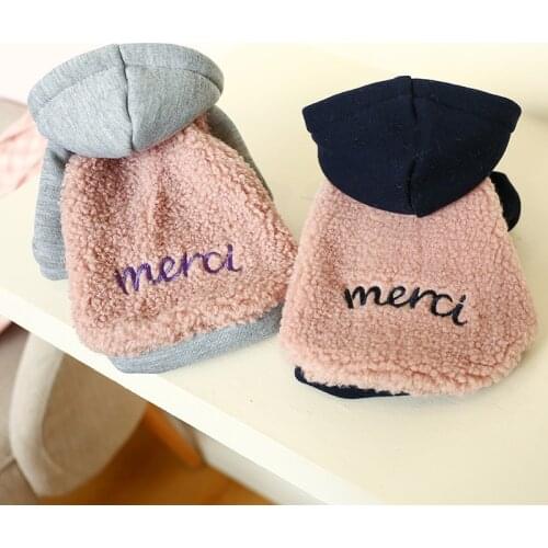 Pet Clothes Autumn and Winter New Products To Keep Warm and Cold Lamb Wool Plus Velvet Korean Sweater Two-legged Dog Hoodie