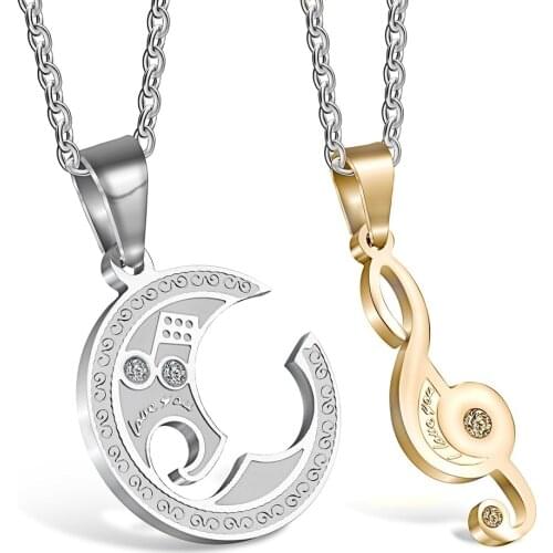 Couple Necklace For Lover Girlfriend Gift Set Musical note Valentines Day Necklaces For Women Jewelry Paired Pendants