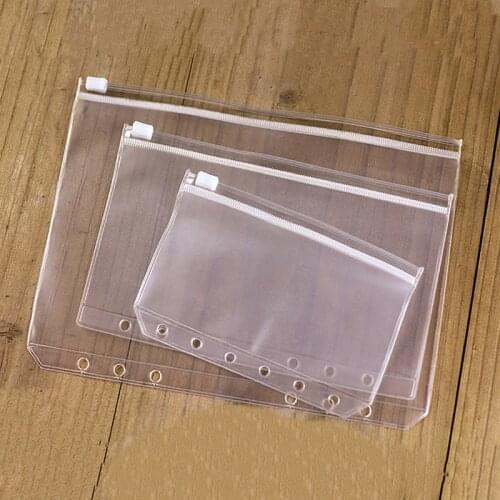 10pcs/lot File Organizer Storage Folder Standard Transparent Pvc Loose Leaf Pouch With Self-styled Zipper Filing Binder Document