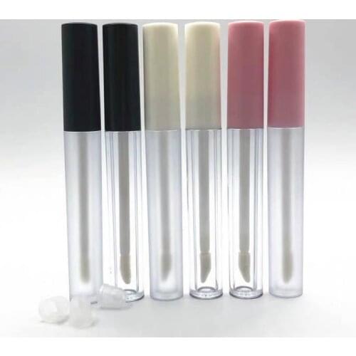 2.5ml Plastic Frosted Lip Gloss Tube Empty Lip Balm Container With White/Pink Lid,Round Lipgloss Refillable Bottles Wholesale