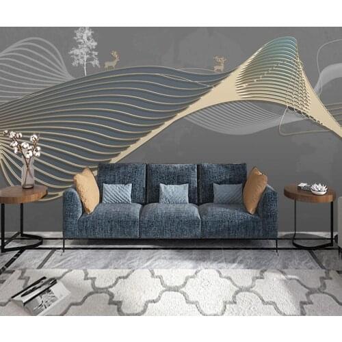 Beibehang Custom wallpaper abstract lines golden embossed lines sofa TV background wall wallpaper wallpaper decorative painting