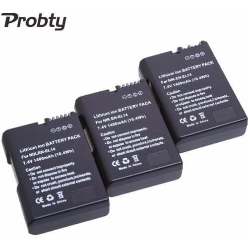 PROBTY 3Pcs EN-EL14 ENEL14 EN EL14 Camera Battery pack For Nikon D5200 D3100 D3200 D5100 P7000 P7100