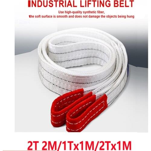 1Tx1M 2Tx1M Industrial Lifting Belt Wear Resistant White Flat Lifting Belt Trailer Lifting Sling Crane Hoisting Cargo Polyester