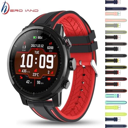 22MM Watch bands for Xiaomi AMAZFIT Pace Stratos 3 2 2s strap Silicone Strap for Amazfit GTR 47MM bracelet Soft Wrist Correa