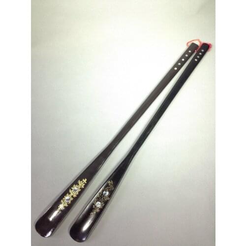1PC wood shoe horn for gift inlaying sallei flower lengthen solid wood mahogany shoehorn ultra long 55cm Wood Craft W0020