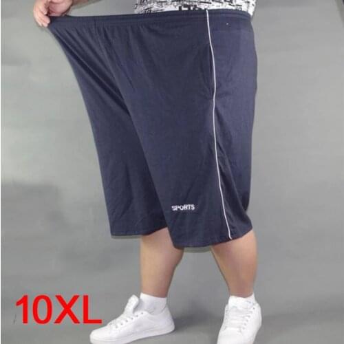 Men plus size shorts plus size 10XL 8XL 9XL waist 142cm summer large elastic sports casual loose large size 60 blue shorts