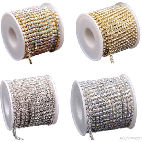 Rhinestone Trim Sewing Crafts DIY Decoration Jewelry Wedding Lenth9m Width2mm 3.5mm Crystal Rhinestone Close Chain Trim Dropship