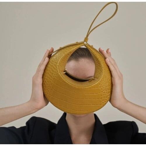 Crocodile Pattern Shoulder Bags for Women Half Moon Designer Ladies Hand Bag Vintage Female Purses and Handbag Cute Luxury 2021