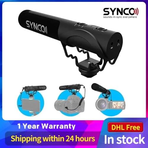 SYNCO Mic-M3 On Camera Shotgun Mic Super-Cardioid Condenser Video Microphone with 3.5mm TRRS TRS Cables for Smartphone, DSLR Cam