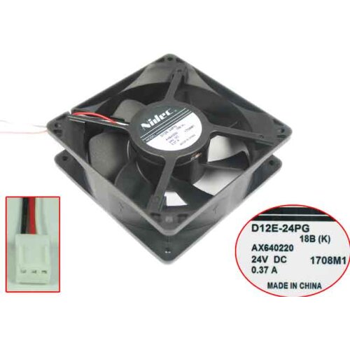 Nidec D12E-24PG 18B(K) DC 24V 0.37A 120x120x38mm Server Cooling Fan