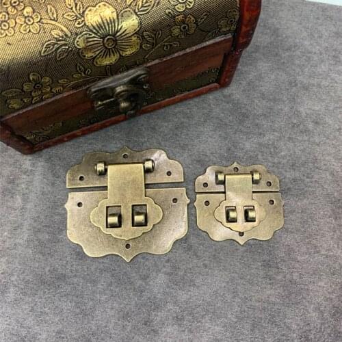 1Pcs Antique Bronze Alloy Latch Hardware Decorative Jewelry Gift Wooden Box Suitcase Hasp Latch Buckle Lock With Screws