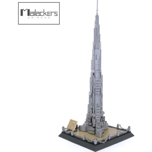 Mailackers City Buildings Dubai Architecture Landmark Burj Khalifa Tower Sets Skyline Building Blocks Bricks City Toys For Boys