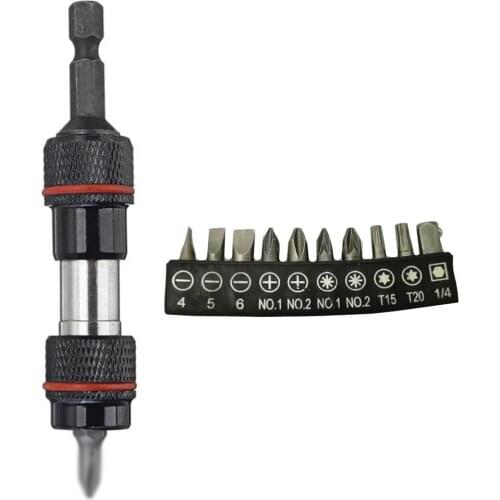 1/4 Inch Hex Shank Quick Release Magnetic Screwdriver Bit Holder Driver Extension Bar With 10Pcs Scewdriver Bit