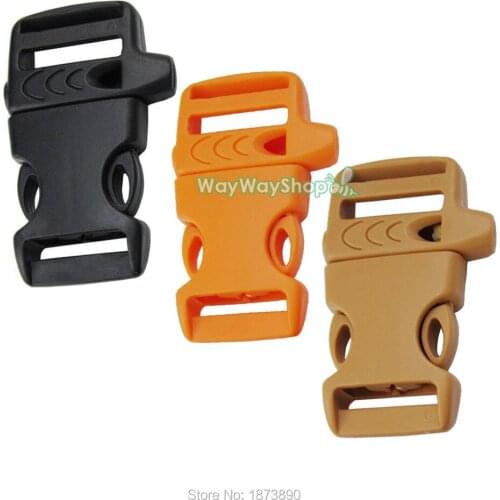 25 PCS Emergency Whistle Buckles 3/4" 19mm side release For Paracord BRACELETS Black Orange Chocolate Choice