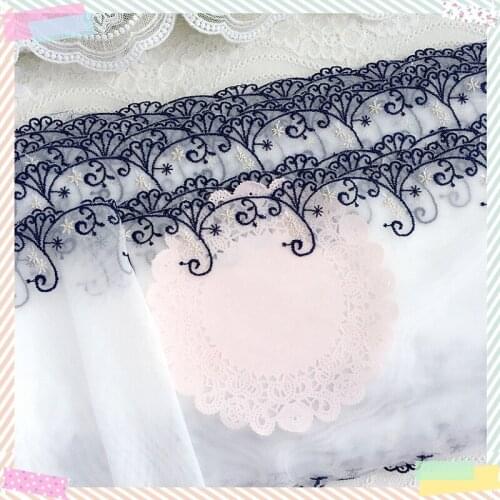 29Yards Polyester Mesh Embroidery Lace Trim Sofa Curtain Dress Accessories White Black Floral Fabric Sewing Crafts Doll Material