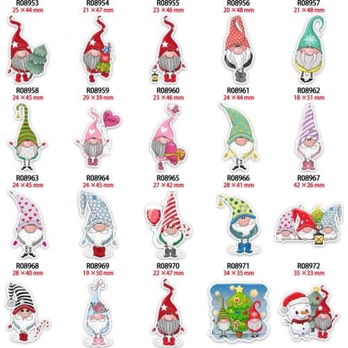 New Christmas Cute Santa Claus Cartoon Printed for Hair Bows Planar Resin Crafts 30pcs/lot R0895