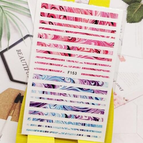 3D Stickers for Nails Colorful Stripe Veins Designs Nail Art Decorations Foil Decals Wraps Manicure Accessories Decoraciones