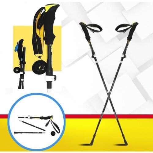 5-Section Multifunction Walking Stick Trekking Poles Adjustable Camping Hiking Carry Aluminum Alloy Outdoor Shock Non-slip Cane