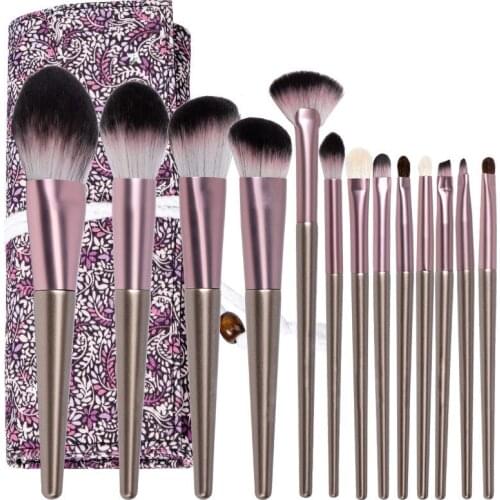 9/13PCS SET Design Makeup Brushes set With Flower Bag Wooden Handle Beauty Cosmetic Foundation Powder Blush Make Up Brush Tool