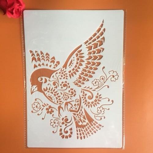 A4 29 * 21cm bird Mandala DIY Stencils Wall Painting Scrapbook Coloring Embossing Album Decorative Paper Card Template