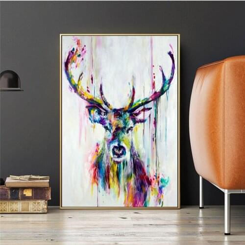 Watercolor Animals Canvas Art Wall Paintings Elephant And Deer Abstract Graffiti Art Prints Pop Art Wall Posters For Kids Room