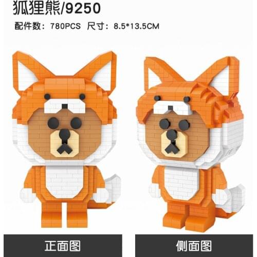 600pcs+LOZ diamond Block creative iblock lovely animals Fox and bear/lion/flamingo Diy toy for kids gifts конструктор мини
