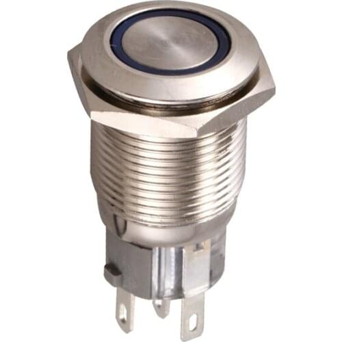 Angel Eye Blue Led 16mm 12V stainless Steel Round Momentary Push Button Switch