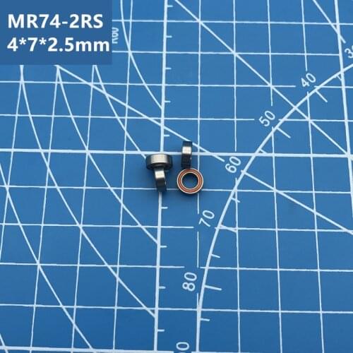 Free shipping 10 pcs/lot High quality MR74RS double orange rubber sealed miniature deep groove ball bearing MR74-2RS 4*7*2.5 mm