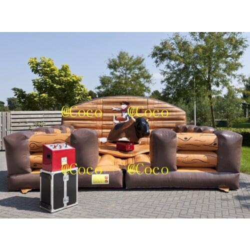 Free sea ship to port, 6x6m mat Carnival Fun Fair Adults Kids Inflatable Mechanical Rodeo Bull Ride Riding Machine Game