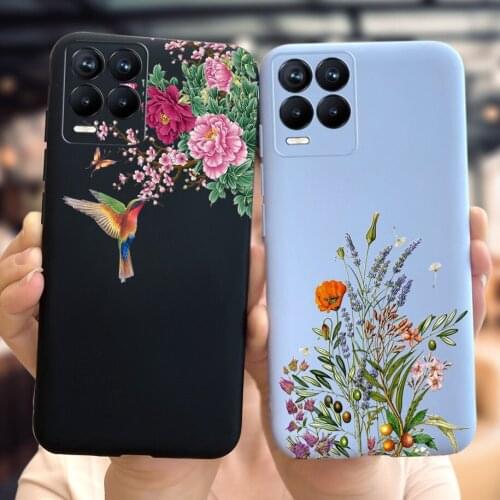For Realme 8 Case 6.4" Soft Silicon Back Cover For Realme 8 Pro RMX3081 Realme8 4G RMX3085 Phone Cover Coque Flower Funda Bumper