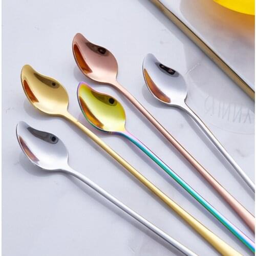 Stainless Steel Coffee Tea Spoon Long Handle Ice Cream Dessert Spoons Eco-Friendly Stainless Steel Tableware Kitchen Supplies