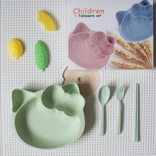 Childrens Tableware Baby Childrens Stainless Steel Fork Spoon Kit Training Spoon Baby Eating Cartoon Plate Gift Box Other