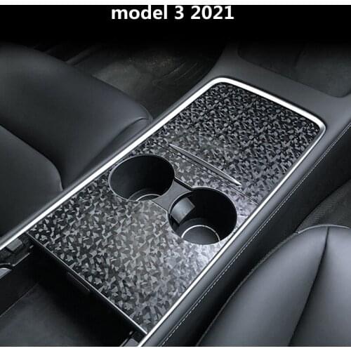 For Tesla Model 3 2021 Car Center Console Sticker Central Control Forged Pattern Protector Inter Decorations Car Accessories