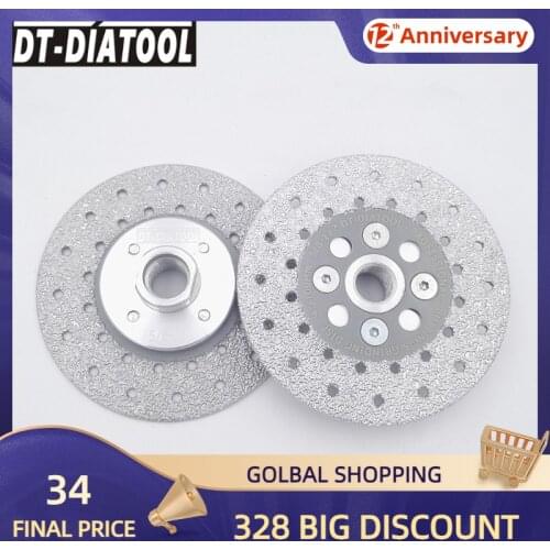 DT-DIATOOL 2pcs Double Sided Vacuum Brazed Diamond Cutting & Grinding Disc With 5/8-11 Flange​ Premium Quality