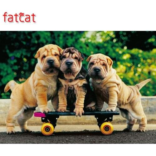 FATCAT Diy Diamond painting Shar Pei dog diamond Embroidery Resin stone Cross Stitch Mosaic pet photo custom new art AE377