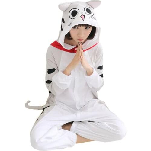 Flannel Kigurumi Anime Cosplay Costume Chis Sweet Home Chi Cat Women Onesies Pajamas For Halloween Carnival Masquerade Party