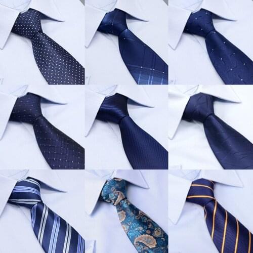 8 CM Blue Striped Tie for Men Business Office Dress Suit Necktie Brand Designer Male Wedding Party Gift With Box