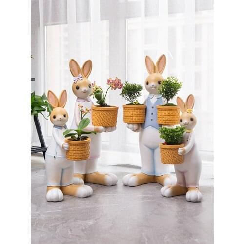 Lovely rabbit Cartoon characters pots for plants The ground is placed big flower pot The sitting room decorate indoor orchid pot