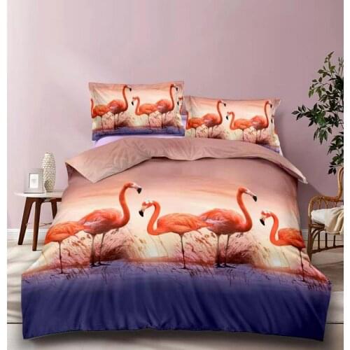 Quality Western Animal Flamingo 3D Bedding Set 4 pcs King Size Animal Sheet Duvet Cover Sets Pillowcase 100% Bamboo Fiber Z859