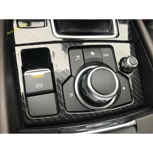 Lapetus Gear Shifter Box + Multimedia Box Panel Cover Trim 2 Piece Interior Refit Kit For Mazda 3 2017 2018 Carbon Fiber Look