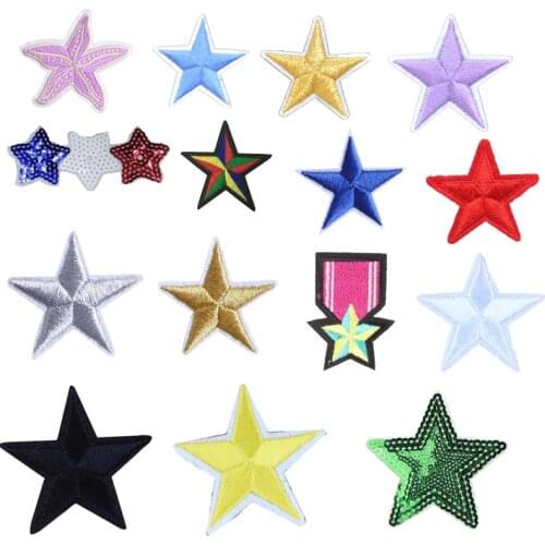 Small Star Military Embroidery Patches for Clothing Iron on Clothes Jeans Applique Clothes Badge Stripe Sticker Iron-on Transfer