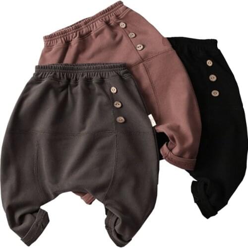 Fashion Boys Pants Spring Autumn Kids Harem Pants Toddler Clothing Children Trousers for baby Girls Pants solid button infant