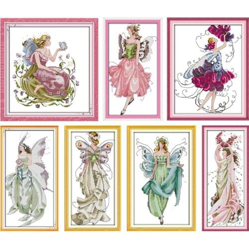 Cross Stitch Kit Stamped Art Sewing Butterfly Fairy Patterns Counted 11CT 14CT Printed Handmade Needlework Embroidery Decoration
